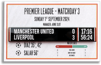 Image 1 of Manchester United 0-3 Liverpool – Scoreboard Badge