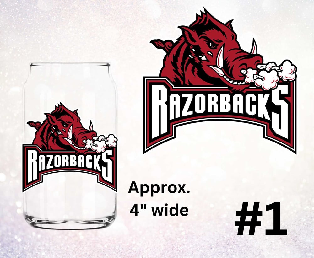 Image of Arkansas Razorbacks Football Uv Dtf Decal Choice of 4 OD1