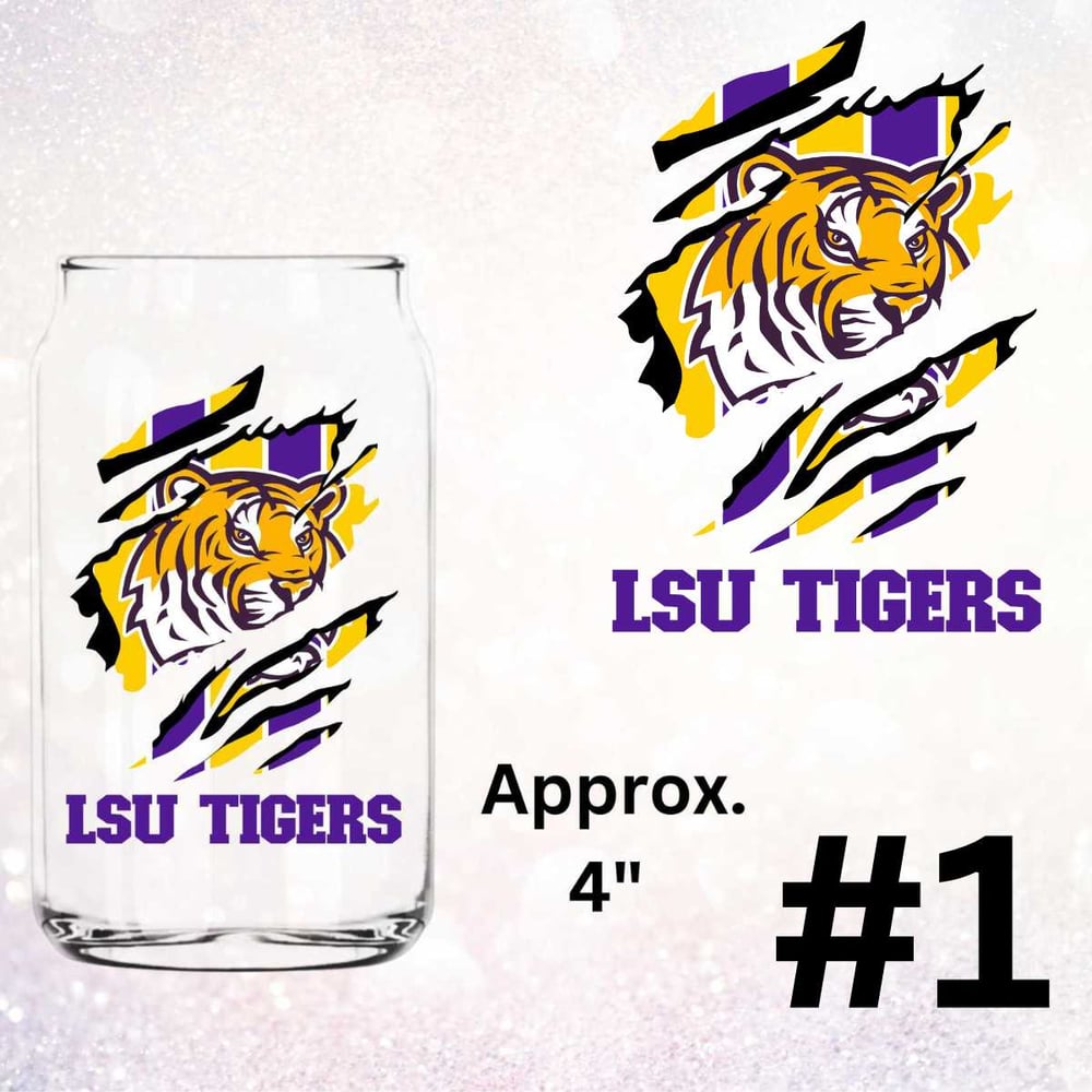 Image of LSU Tigers Football Uv Dtf Decals Choice of 2 OD1