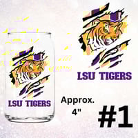 Image 1 of Choice of 2 LSU Tigers Football Double Sided Uv Dtf Decal OD1