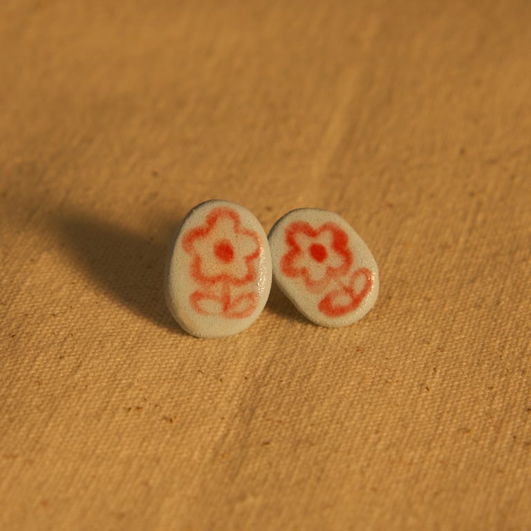 Hand-Painted Flower Earring Image 2