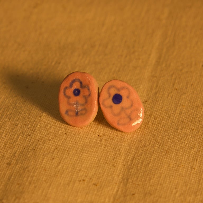 Hand-Painted Flower Earring Image 3