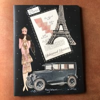 Large Collaged Moleskine Note/Sketchbook Antique and Vintage Papers of PARIS