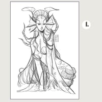 Image 2 of Mermaid Nymph Sketch Prints | Original Character Art