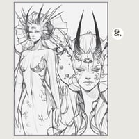 Image 3 of Mermaid Nymph Sketch Prints | Original Character Art