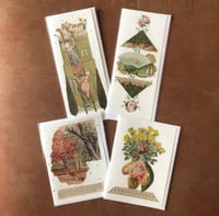 4 Beautiful Handmade Greeting Cards Antique Victorian Paper Collage Women Floral Nature