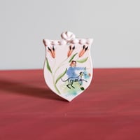 Hanging Ornament - Woman & Whippet with flower