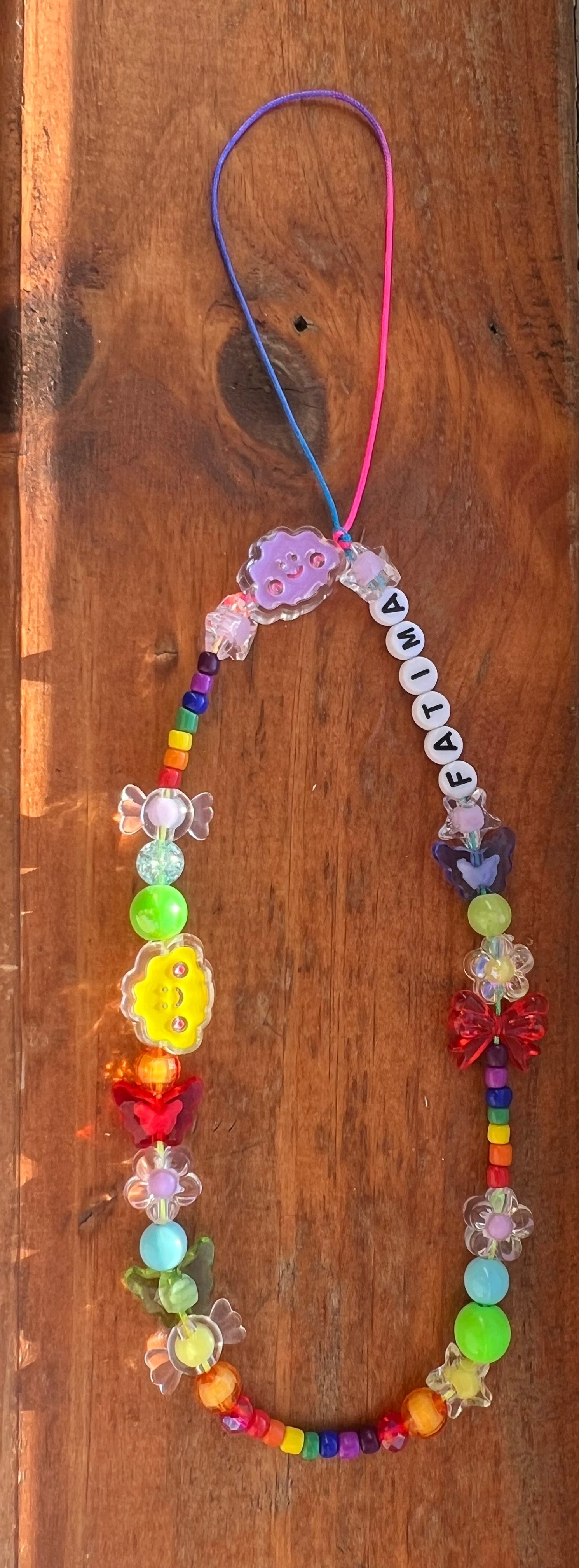 Image of Personalized rainbow phone charm