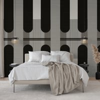 Image 4 of Deco Noir Peel and Stick Wallpaper – Black & White Geometric Art Deco