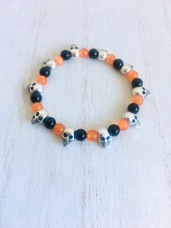 Image of Beaded Skull Stretch Bracelet