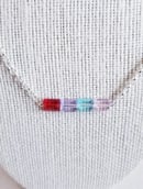 Image 2 of Silver Plated Rectangle Crystal Birthstone Necklace