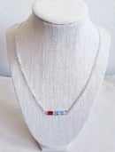 Image 1 of Silver Plated Rectangle Crystal Birthstone Necklace