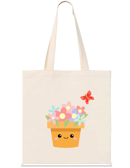 Image 1 of Cute canvas flower tote bag