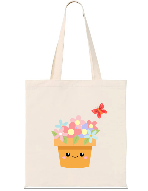 Image of Cute canvas flower tote bag 