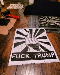 Image 1 of PRE-ORDER "Fuck Trump" Linoprint Patches