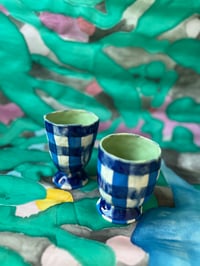Image 2 of GIDDY PLAID 𐃯 mini chalice set (blue)