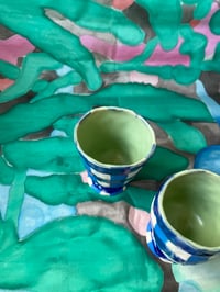 Image 3 of GIDDY PLAID 𐃯 mini chalice set (blue)