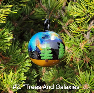 Image of "Trees And Mushies" and "Trees And Galaxies" Ornaments