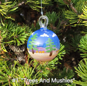 Image of "Trees And Mushies" and "Trees And Galaxies" Ornaments