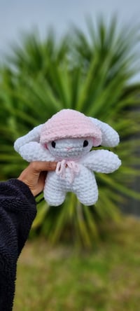 Image 2 of Handmade Crochet Bunny In Bucket Hat