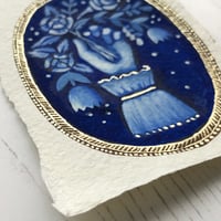 Image 3 of Blue Cameo Brooch with Roses in Hand