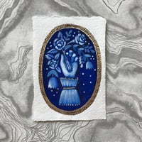 Image 4 of Blue Cameo Brooch with Roses in Hand