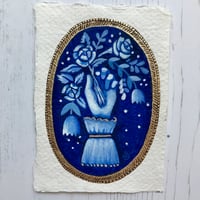 Image 2 of Blue Cameo Brooch with Roses in Hand
