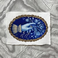 Image 3 of Blue Cameo Brooch with Rosehips and Ribbon