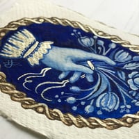 Image 4 of Blue Cameo Brooch with Rosehips and Ribbon