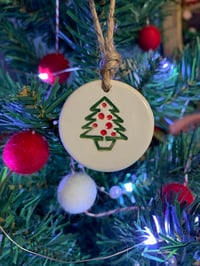 Image 4 of Christmas Tree with red baubles tags.  Set of 2. 