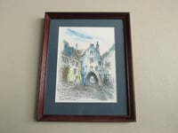 Image 1 of Vintage Lincoln Watercolour Painting of Blackfriars Street by T P Marratt? 1960s, Small, Framed