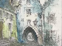 Image 3 of Vintage Lincoln Watercolour Painting of Blackfriars Street by T P Marratt? 1960s, Small, Framed