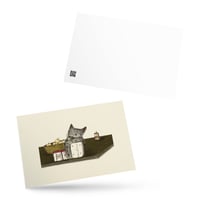 Image 1 of Illustration Carte postale illustrée chaton endormi, carte à message, idée cadeau