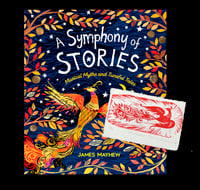 A Symphony of Stories book, plus lino print