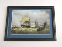 Image 1 of First Rate Ships of the Line Off the Needles, Isle of Wight by H W Affrey 1858, Vintage Print Framed