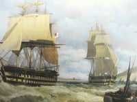 Image 3 of First Rate Ships of the Line Off the Needles, Isle of Wight by H W Affrey 1858, Vintage Print Framed