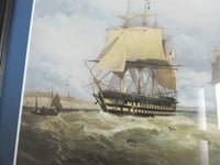 Image 2 of First Rate Ships of the Line Off the Needles, Isle of Wight by H W Affrey 1858, Vintage Print Framed