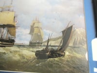 Image 4 of First Rate Ships of the Line Off the Needles, Isle of Wight by H W Affrey 1858, Vintage Print Framed