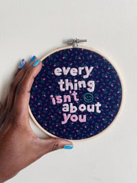 Image 1 of Original Hand Embroidery - “Not About You” - Navy Floral