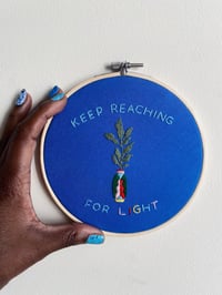 Image 1 of Original Hand Embroidery - “Keep Reaching” - Cobalt Blue