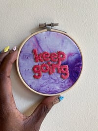 Image 1 of Original Hand Embroidery - “Keep Going” - Pink/Lavender Marble