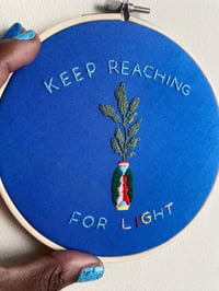 Image 2 of Original Hand Embroidery - “Keep Reaching” - Cobalt Blue