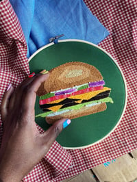 Image 1 of Original Hand Embroidery - Burger Deluxe