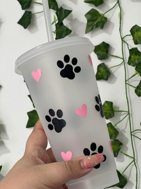 Image of Paw Print 24oz Cold Cup