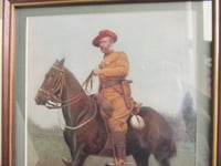 Image 3 of Antique Art Print of Lt Col E. C. Bethune on a Horse, Military Portrait Artwork, Framed