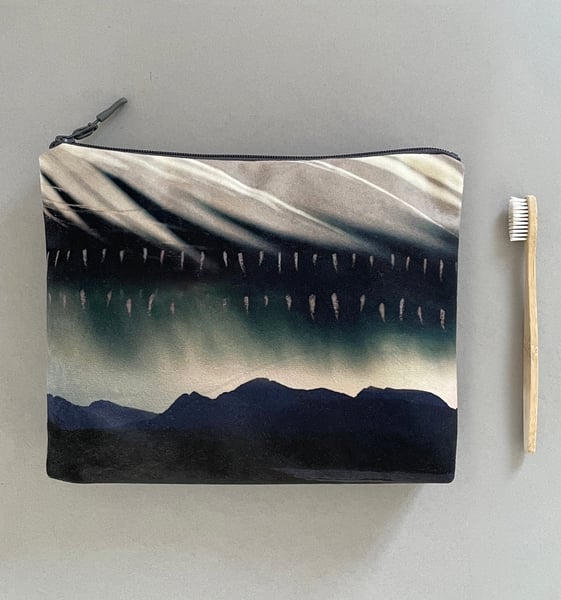 Image of Storm feather, LARGE travel bag, make-up, toiletries zipper pouch