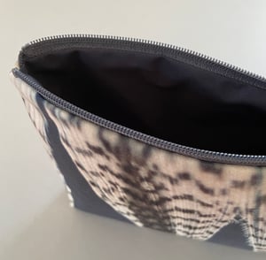 Image of Feather stripe, LARGE travel bag, make-up, toiletries zipper pouch