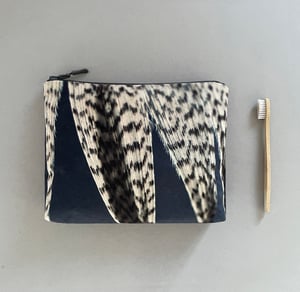 Image of Feather stripe, LARGE travel bag, make-up, toiletries zipper pouch