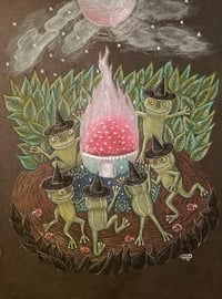 Image 1 of Dancing Frog Witches 9 X 12 Giclee Print