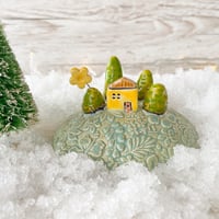 Image 2 of SALE Yellow House on a Hill Ceramic Piece